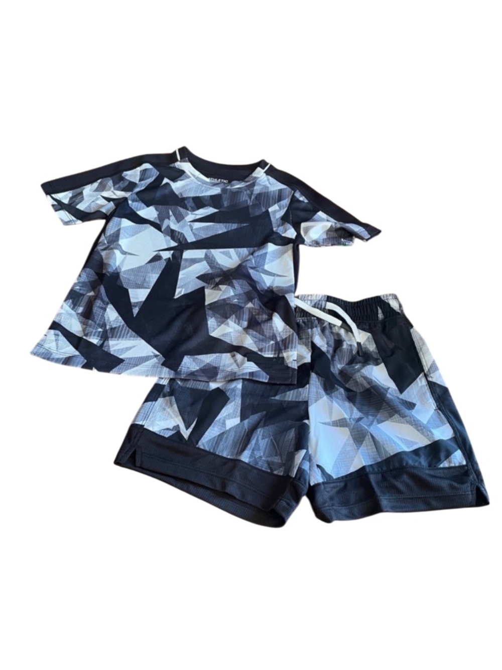 Boys 6/7 Athletic Works Black Geometric Short Set